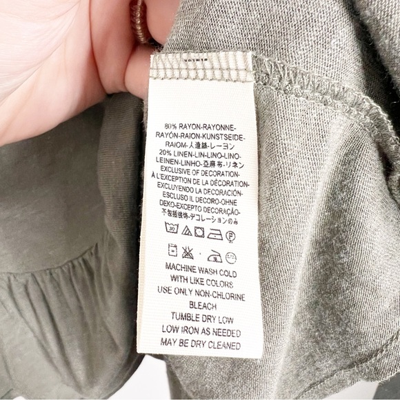 New with tag Women's Free People Army Sage Green Ruffled Button Lace Tie Blouse - Picture 15 of 16